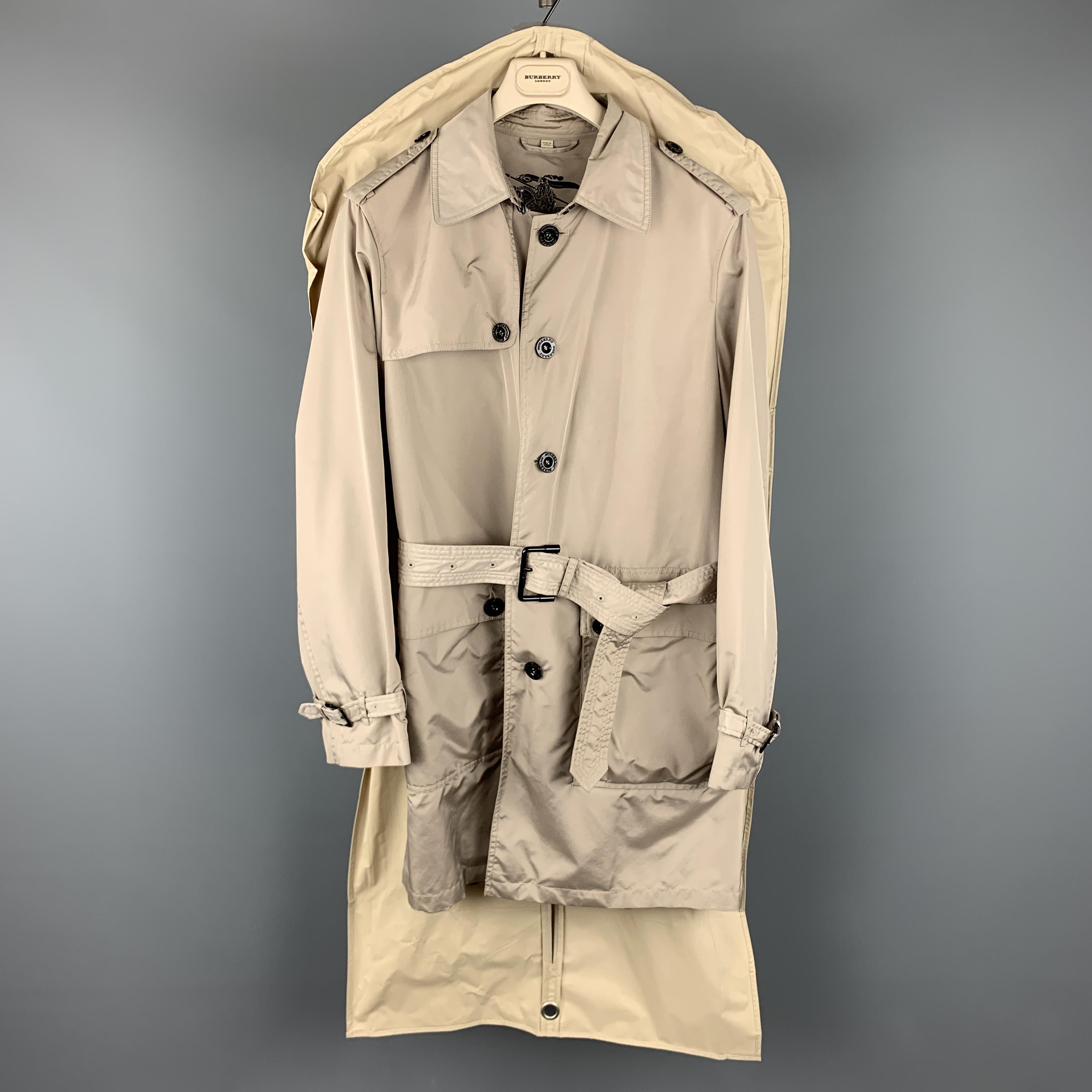 BURBERRY LONDON M Taupe Nylon Belted Trenchcoat 6