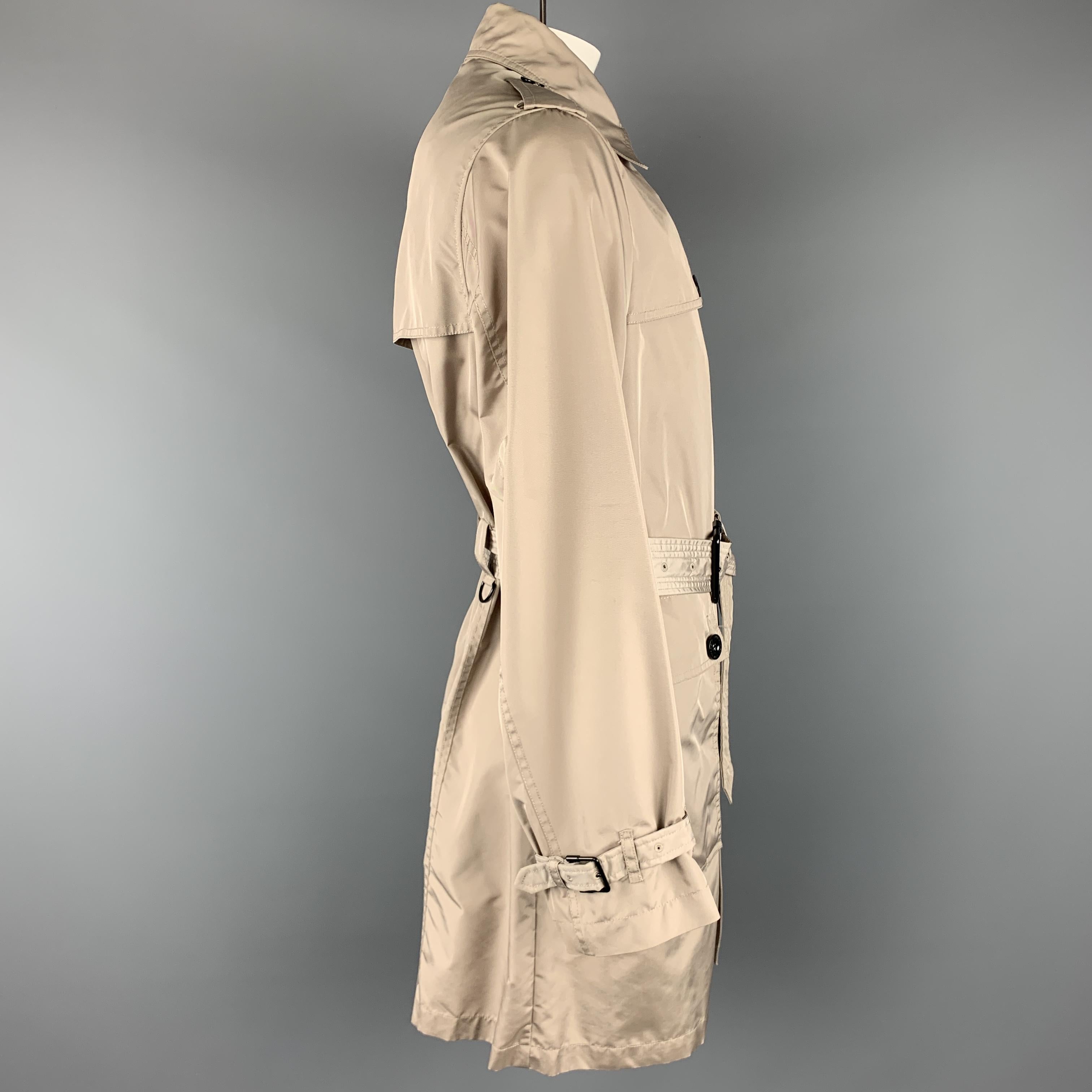 BURBERRY LONDON M Taupe Nylon Belted Trenchcoat 2