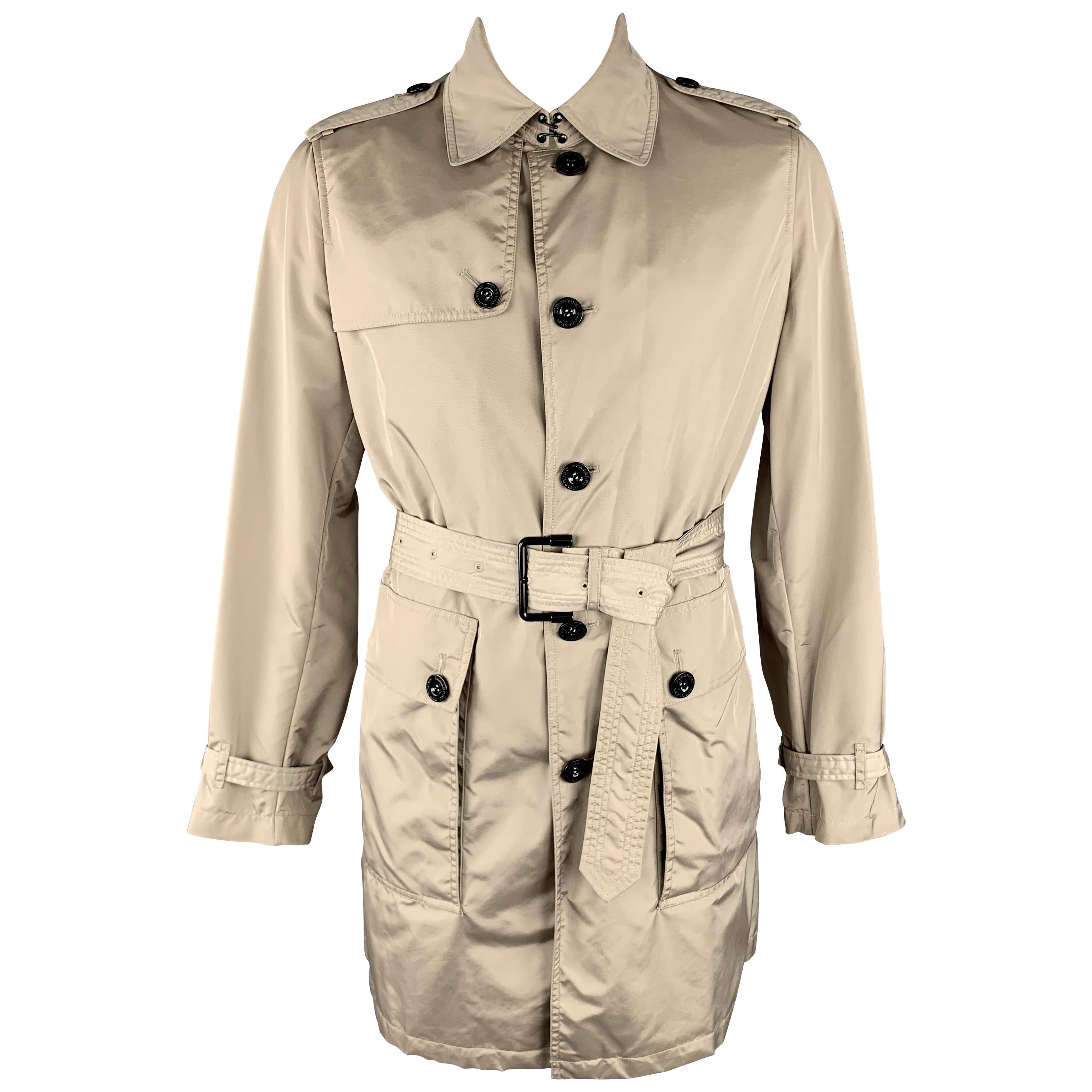 BURBERRY LONDON M Taupe Nylon Belted Trenchcoat