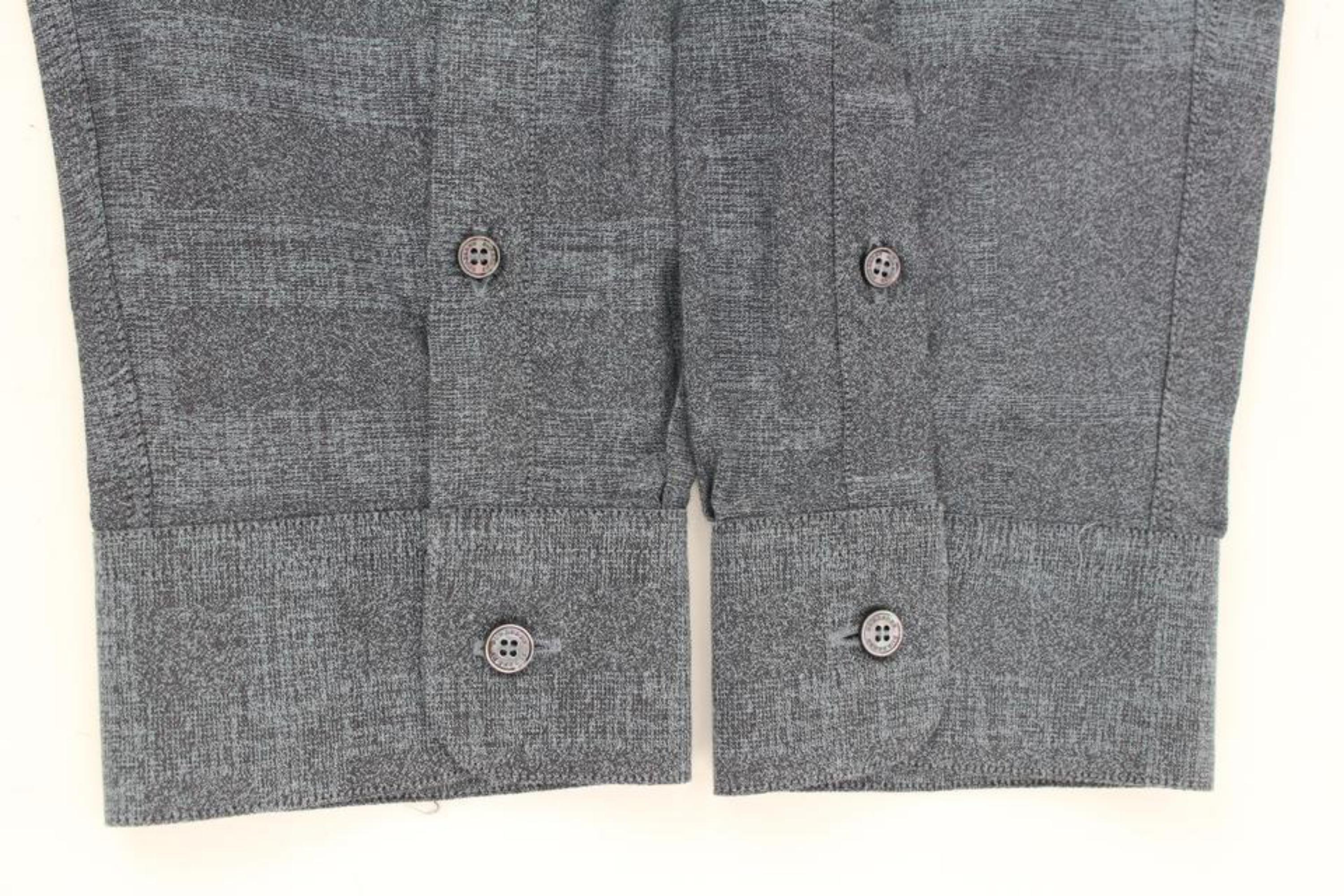 Burberry London - Chemise à manches longues en jean gris à carreaux Nova XL pour homme en vente 4