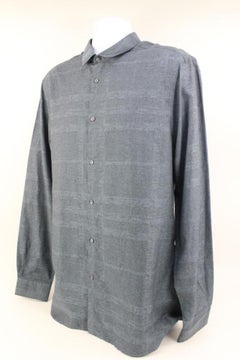 Burberry London Men's XL Grey Denim Nova Check Button Down Longsleeve Shirt