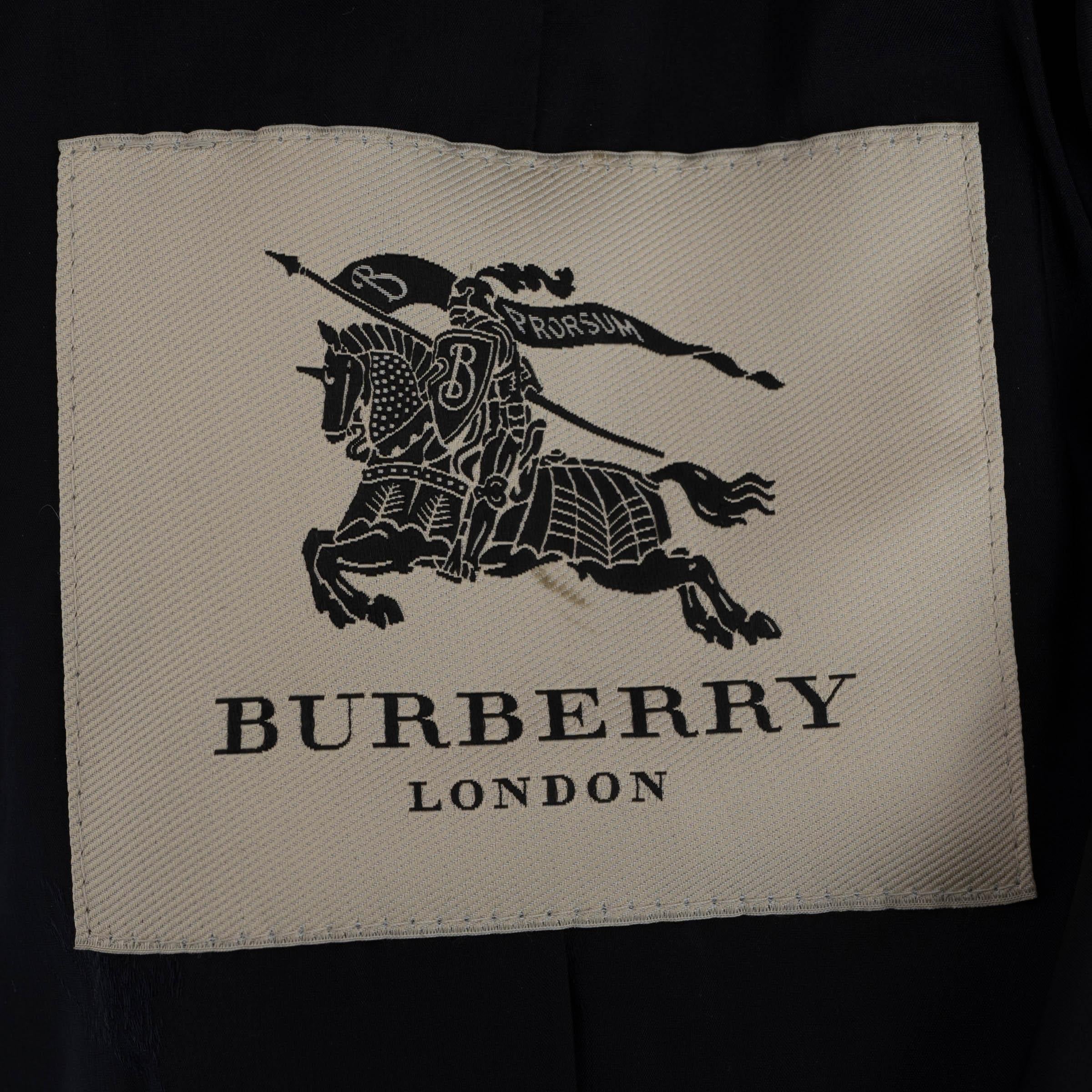 BURBERRY LONDON Mitternachtsblauer Wollmantel BELTED Erbsenmantel 4 XXS im Angebot 1