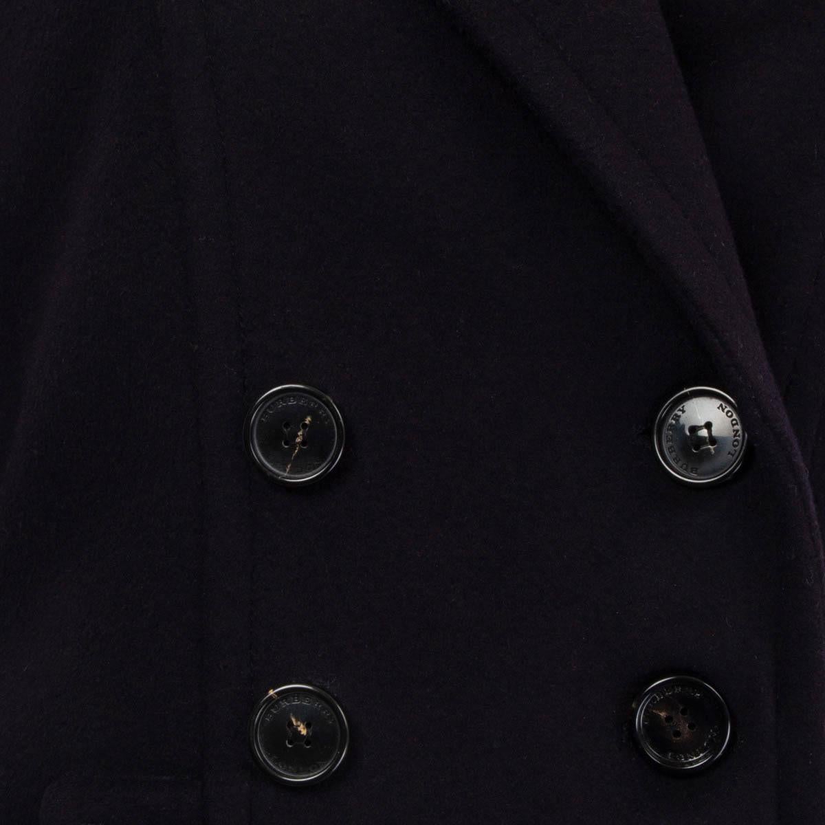 Black BURBERRY LONDON midnight blue wool & cashmere PEACOAT Coat Jacket 10 M