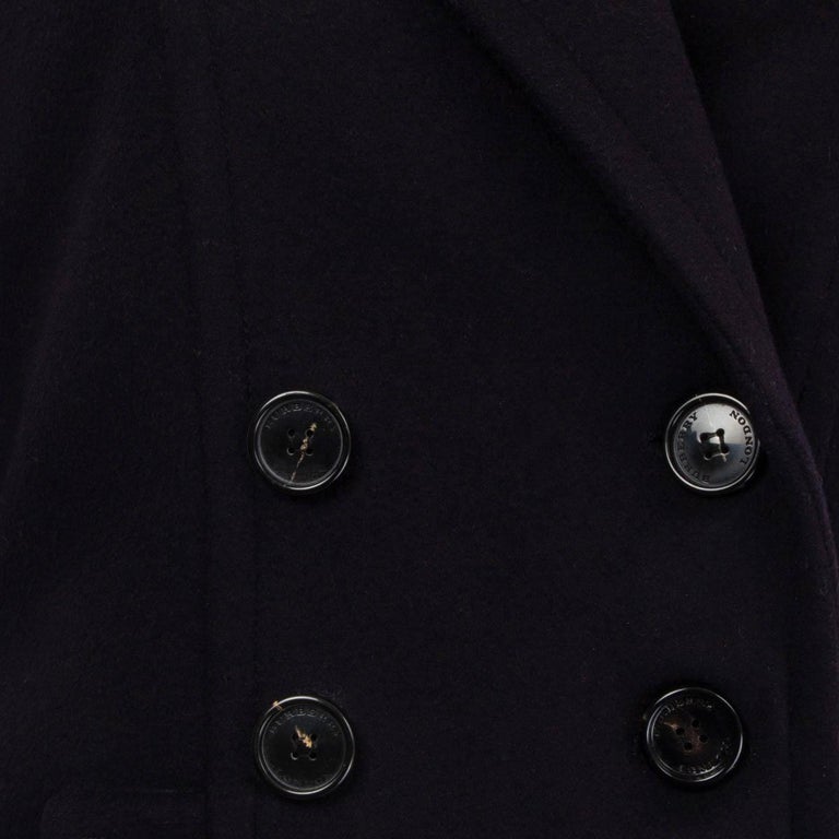 BURBERRY LONDON midnight blue wool and cashmere PEACOAT Coat Jacket 10 M  For Sale at 1stDibs