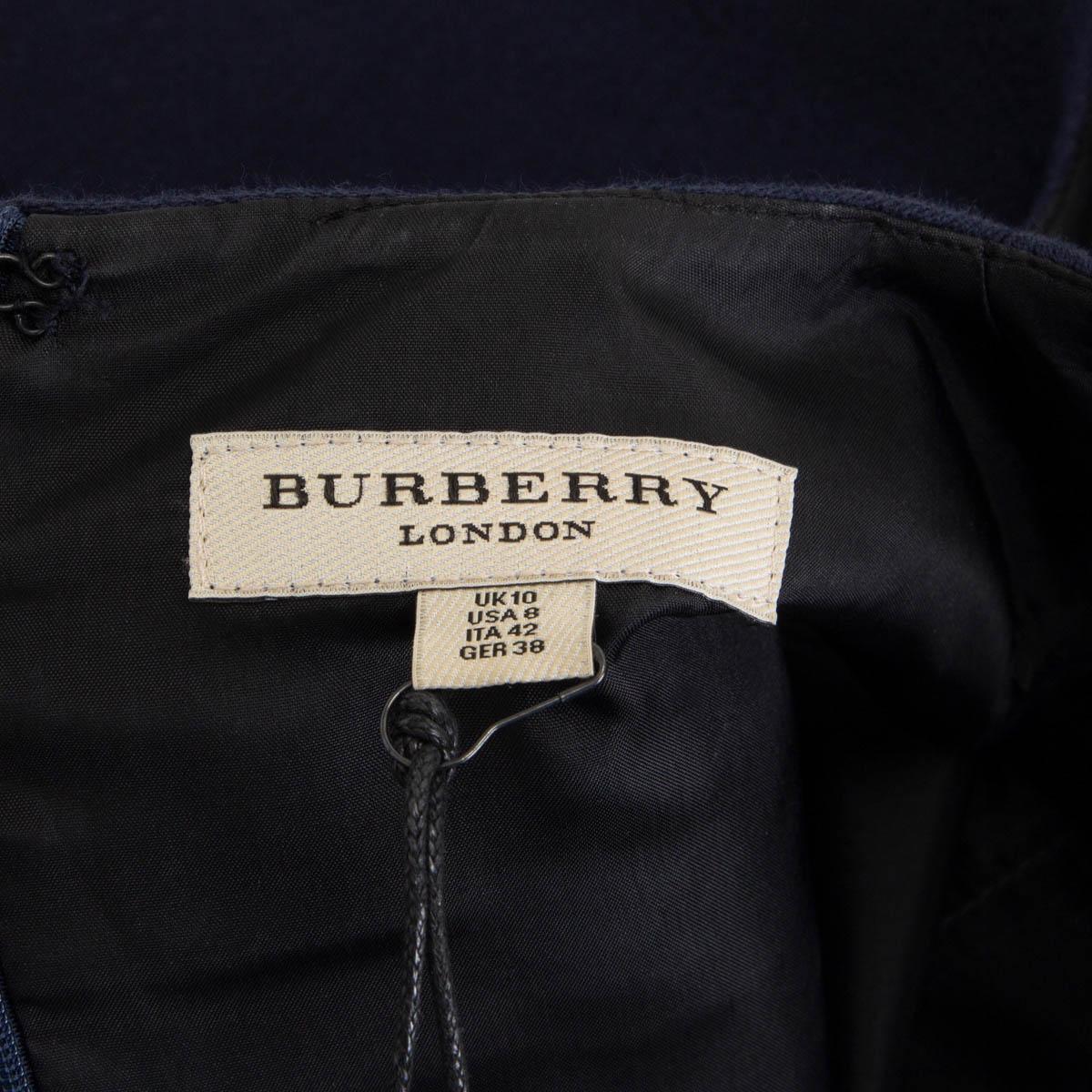 Black BURBERRY LONDON navy blue cotton & silk PLEATED Sleeveless FLARED Dress 10 M For Sale