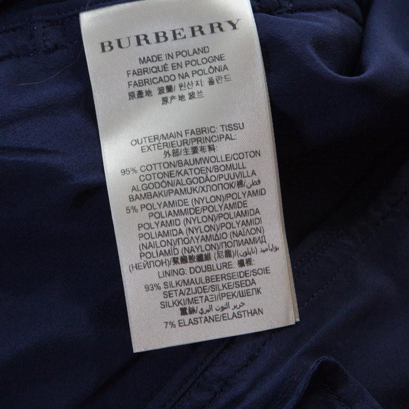 Burberry London Navy Blue Lace Double Breasted Trench Coat S In Good Condition In Dubai, Al Qouz 2