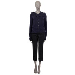 BURBERRY LONDON navy blue wool EPAULETTES Cardigan Sweater M