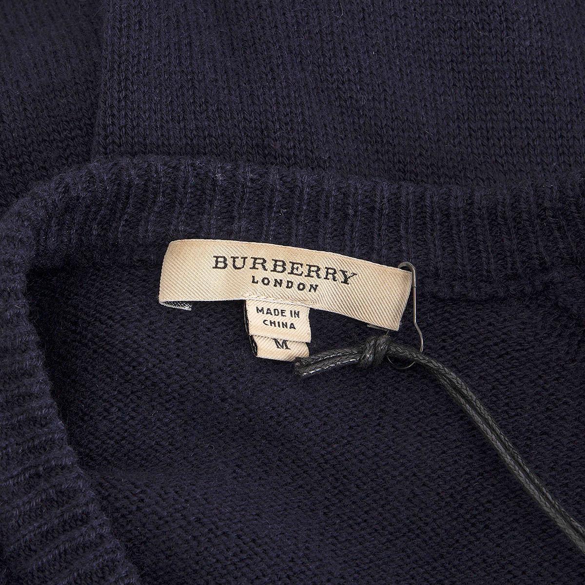 Black BURBERRY LONDON navy blue wool EPAULETTES Cardigan Sweater M For Sale