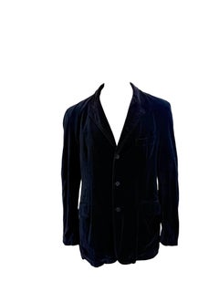 Burberry London Navy Velvet Men’s Jacket with Floral Lining 44 R