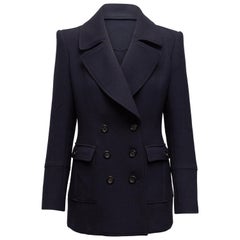 Burberry London Navy Virgin Wool-Blend Peacoat