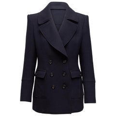 Burberry London Navy Virgin Wool-Blend Peacoat