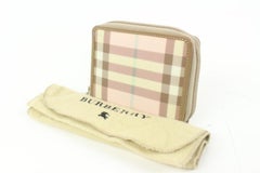 Burberry London Nova Pink Cotton Candy Check Compact Zip Wallet Zippy Around