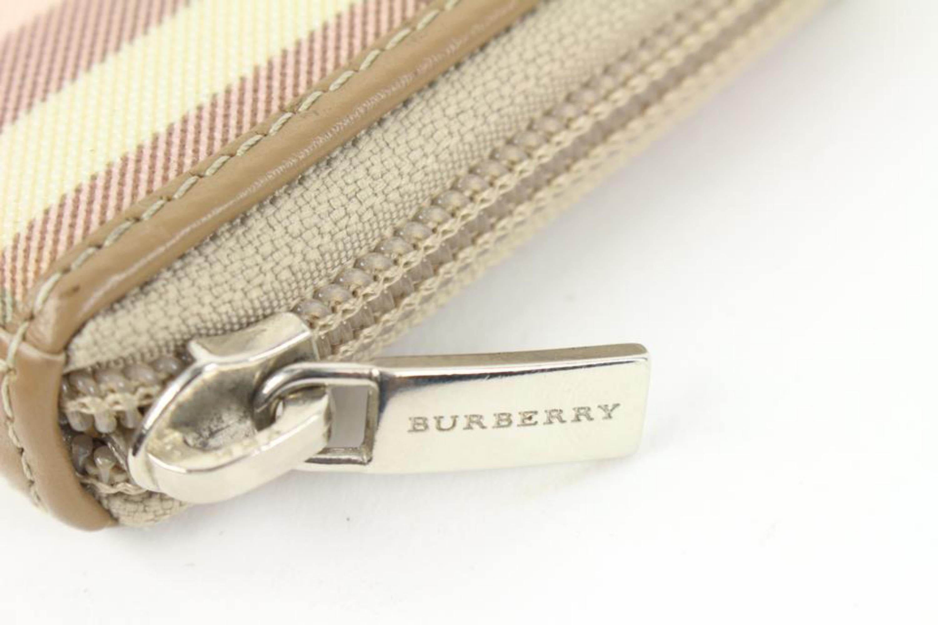 Burberry London Nova Pink Cotton Candy Check Compact Zip Wallet Zippy Around 4