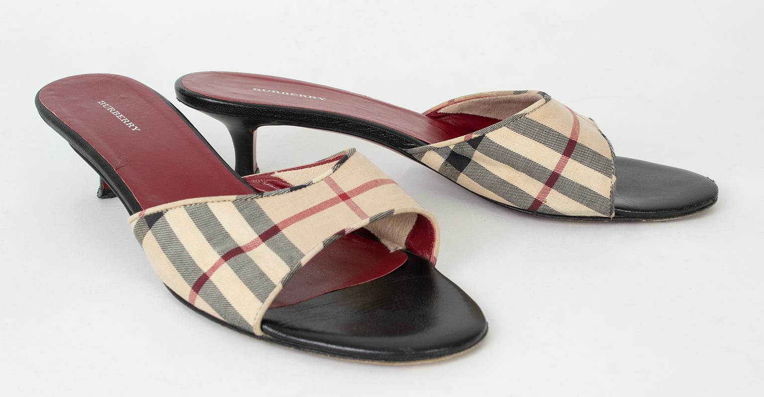 Burberry London Nova Sandalias de tacón de aguja de cuadros escoceses - UK 39.5 / US 8-8.5 Marrón en venta