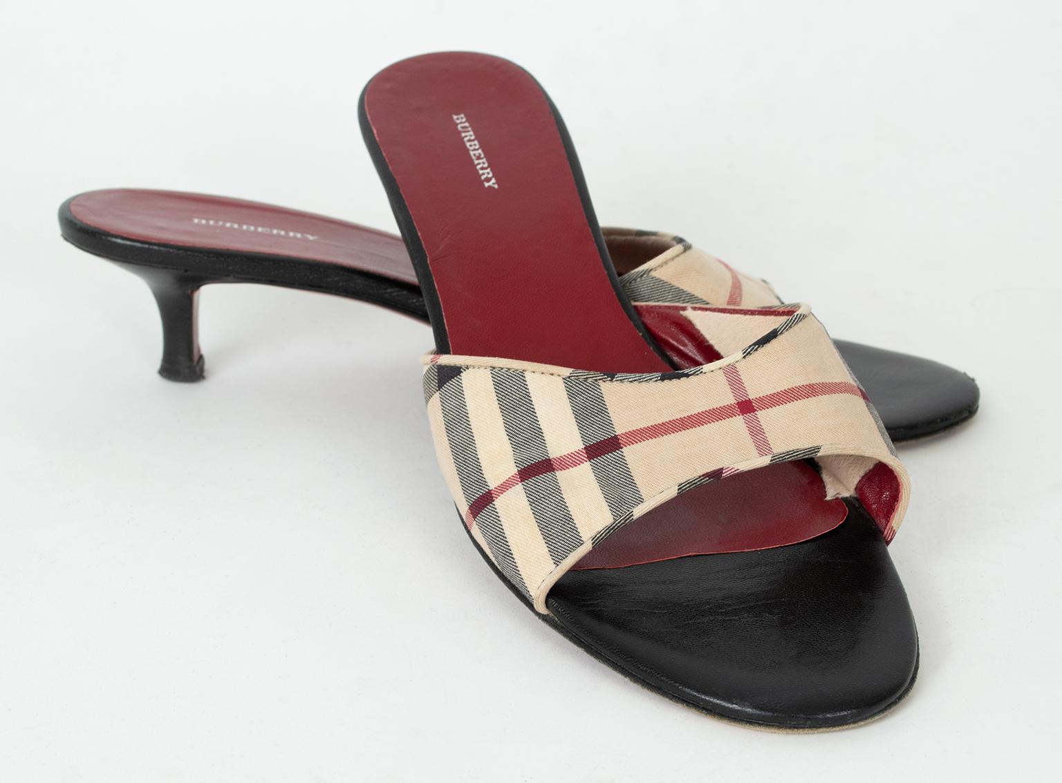 Burberry London Nova Sandalias de tacón de aguja de cuadros escoceses - UK 39.5 / US 8-8.5 en Bueno estado para la venta en Tucson, AZ