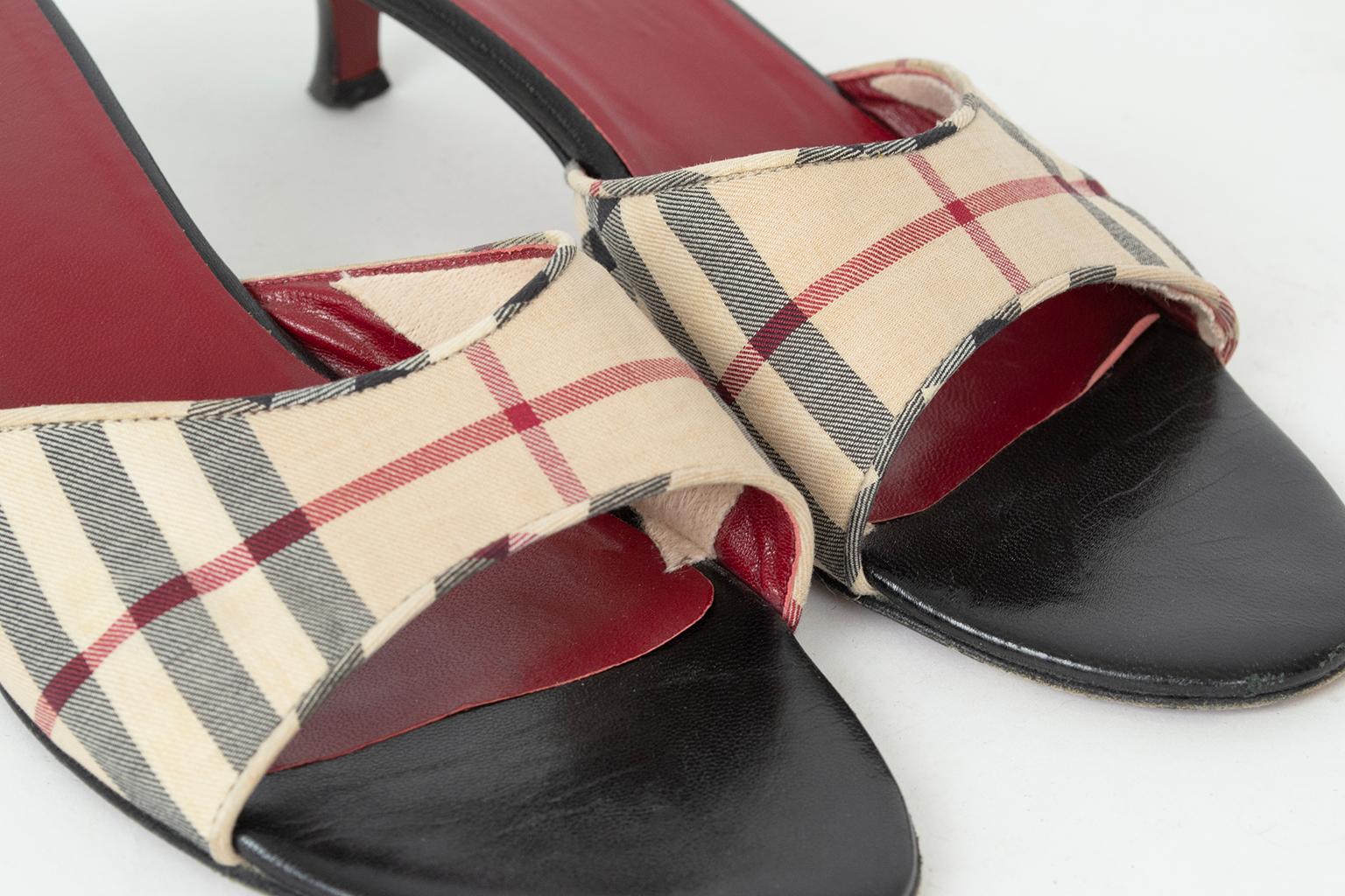 Burberry London Nova Sandalias de tacón de aguja de cuadros escoceses - UK 39.5 / US 8-8.5 en venta 1