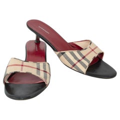 Burberry London Nova Plaid Kitten Heel Slide Mule Sandals - UK 39.5 / US 8-8.5