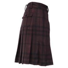 Burberry London Pleated Mini Skirt in Purple Wool