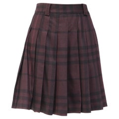 Mini-jupe plissée Burberry London en laine violette
