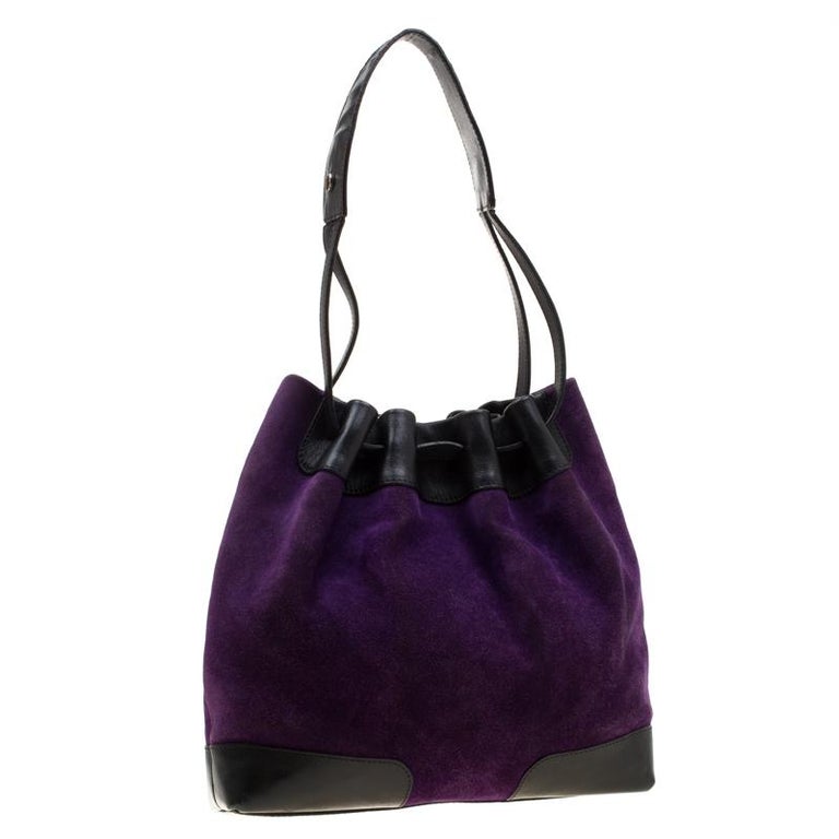 Burberry London Purple/Black Suede Shoulder Bag For Sale at 1stDibs