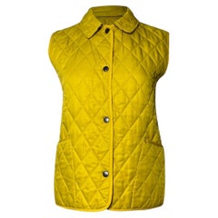 Burberry London Quilted Down Vest in Yellow Polyester