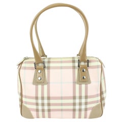 Burberry London Rare Nova Rosa Candy Check Satchel Tasche aus Baumwolle 54b414s