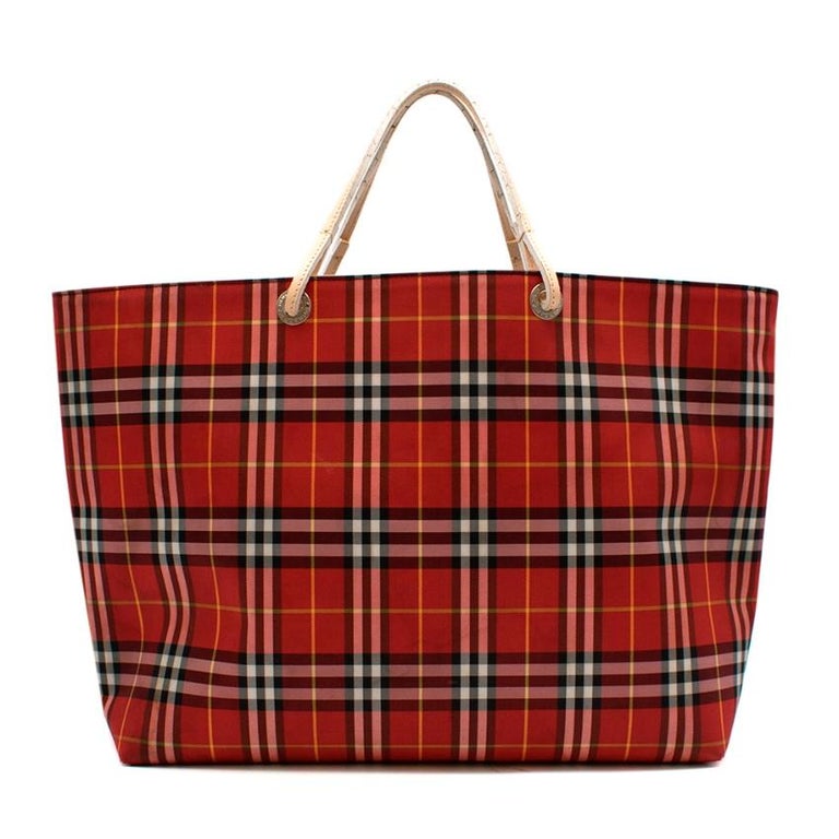 Burberry London Red Nova Check Tote Bag 46cm For Sale at 1stDibs | burberry  london plaid purse, burberry nova check tote red