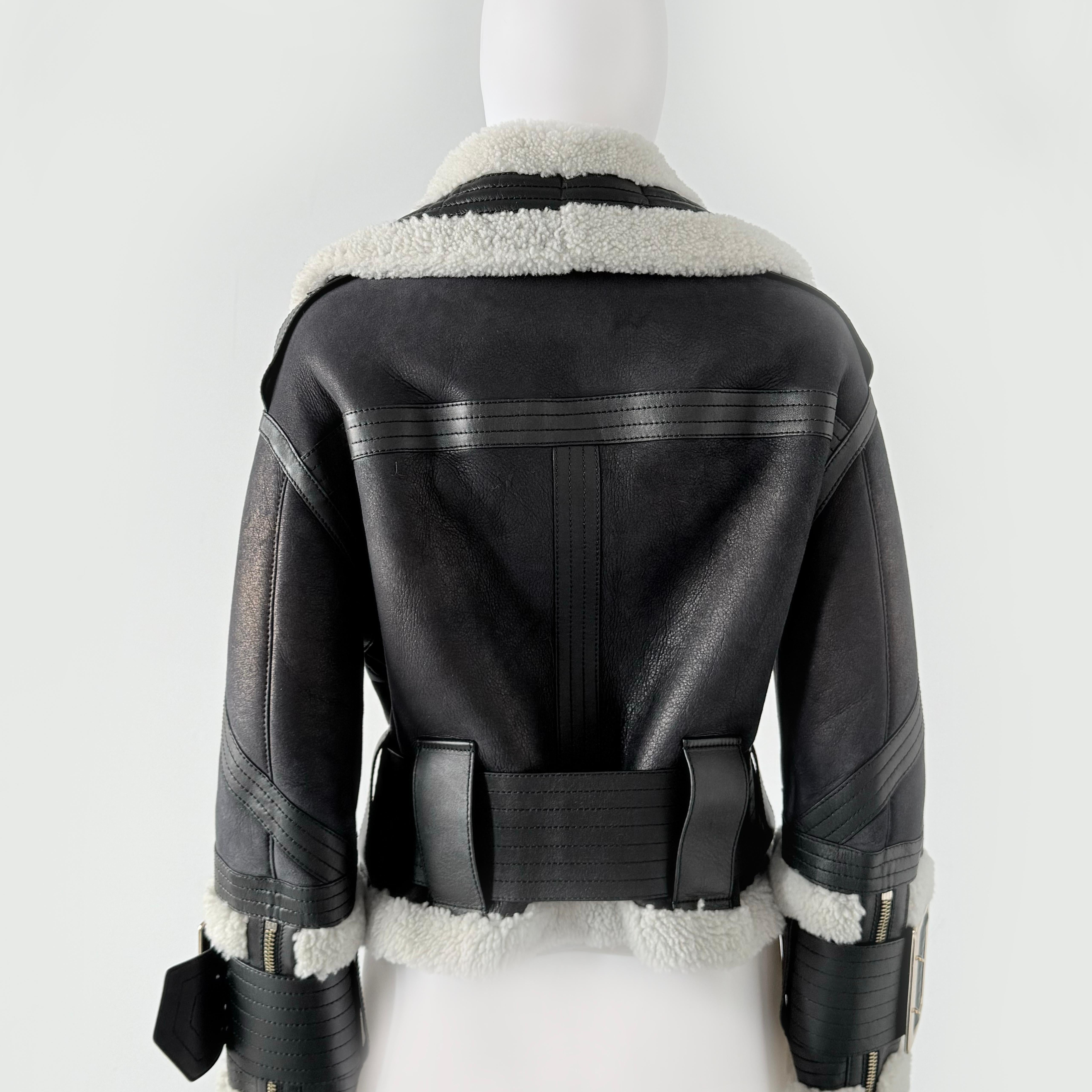 Gray Burberry London Shearling  Black Brown Metalic Look size 6 For Sale