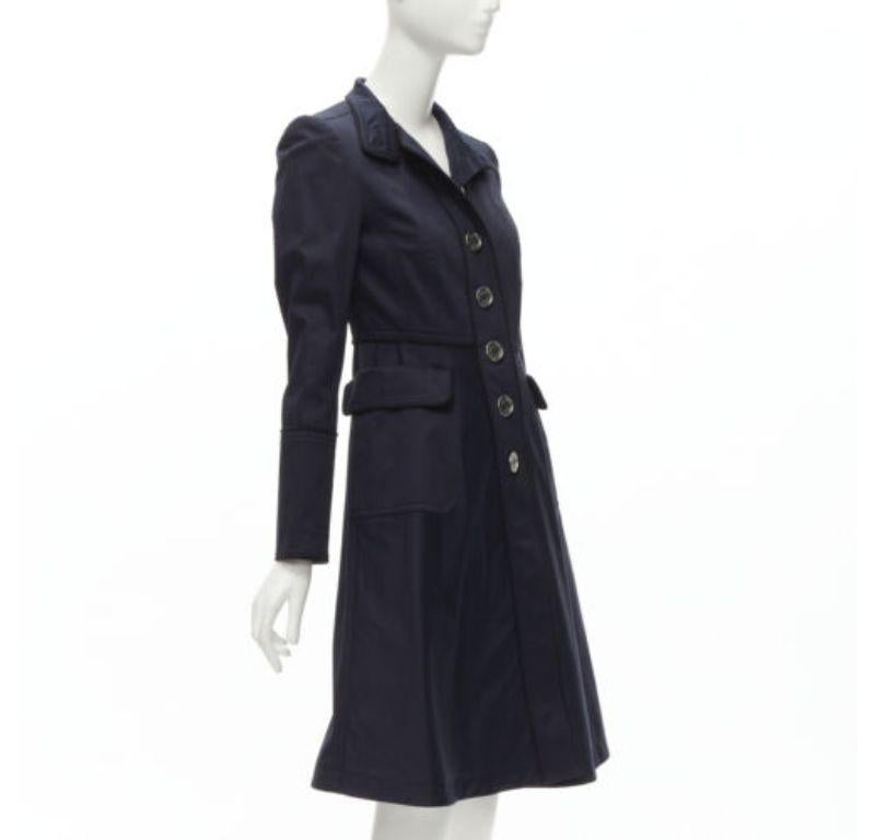 BURBERRY LONDON silver logo button bell sleevesmilitary trench dress US6 XS In Good Condition In Hong Kong, NT