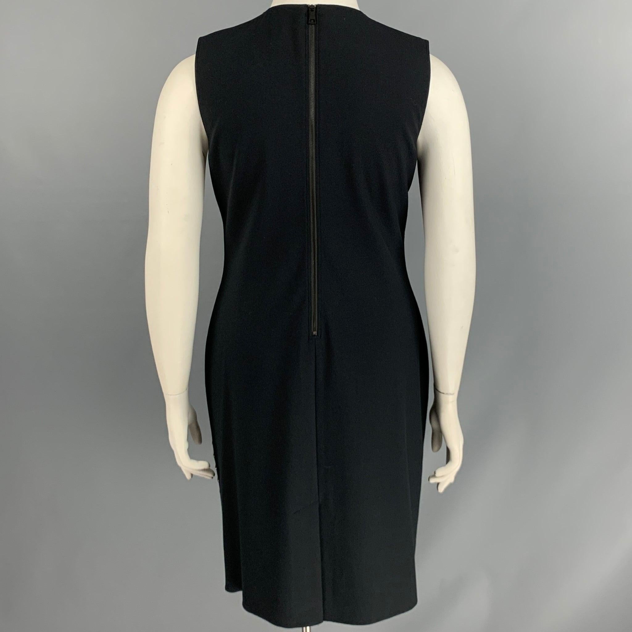 BURBERRY LONDON Talla 10 Vestido sin mangas de crepé negro plateado con tachuelas en Bueno Estado en San Francisco, CA