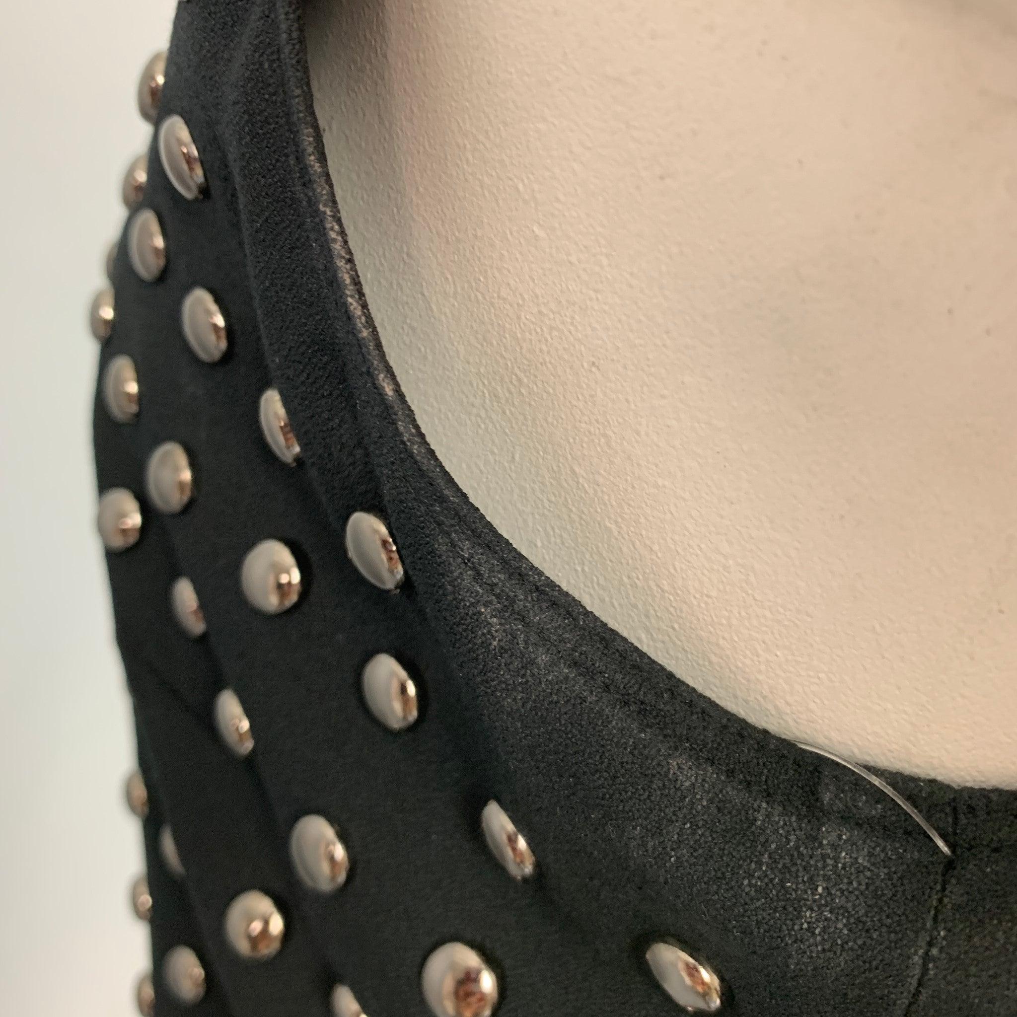 De las mujeres BURBERRY LONDON Talla 10 Vestido sin mangas de crepé negro plateado con tachuelas