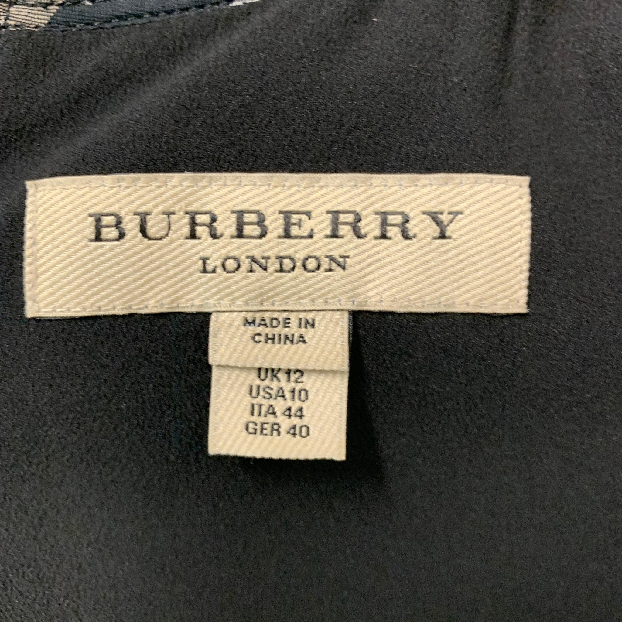 BURBERRY LONDON Talla 10 Vestido sin mangas de crepé negro plateado con tachuelas 2