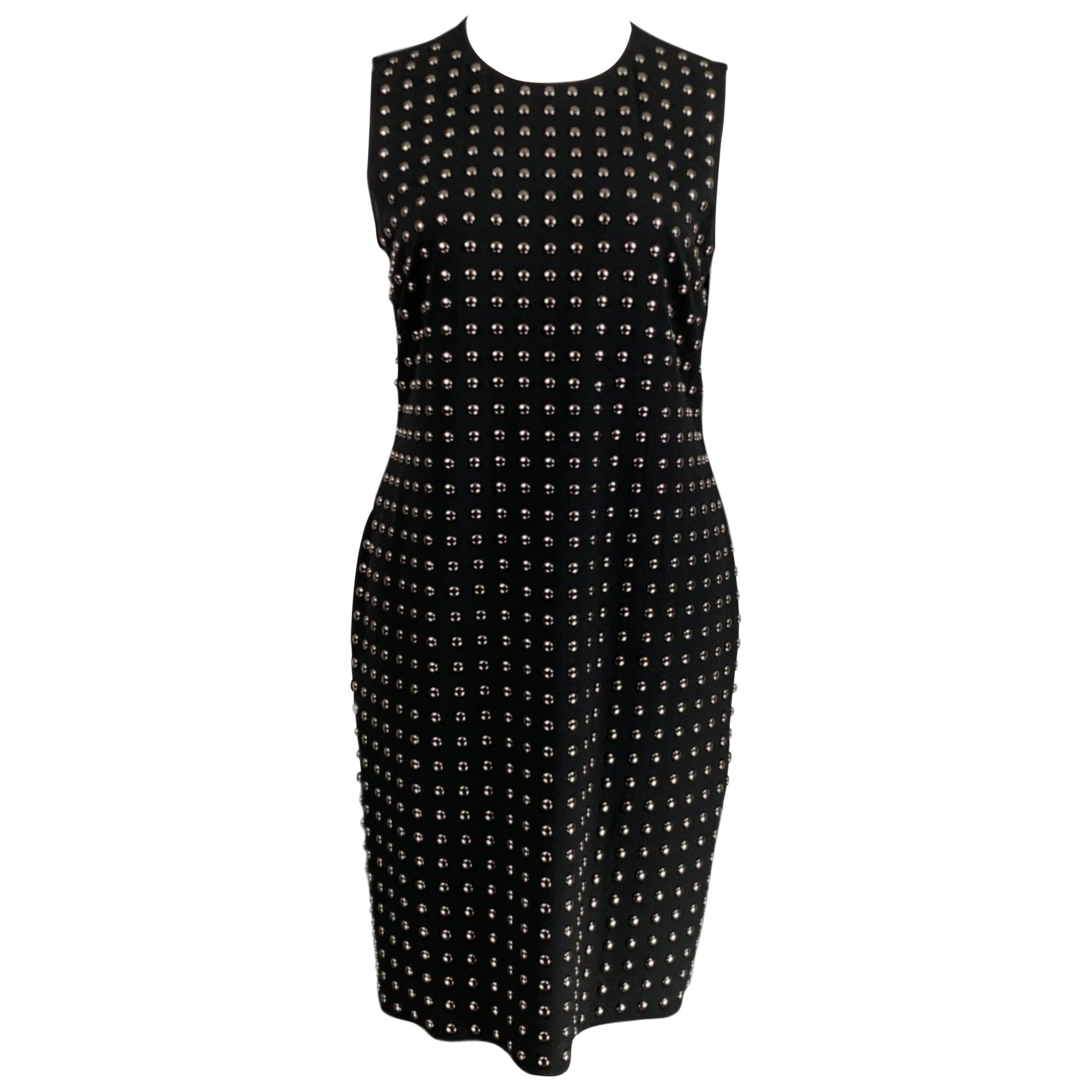 BURBERRY LONDON Size 10 Black Silver Crepe Studded Sleeveless Dress