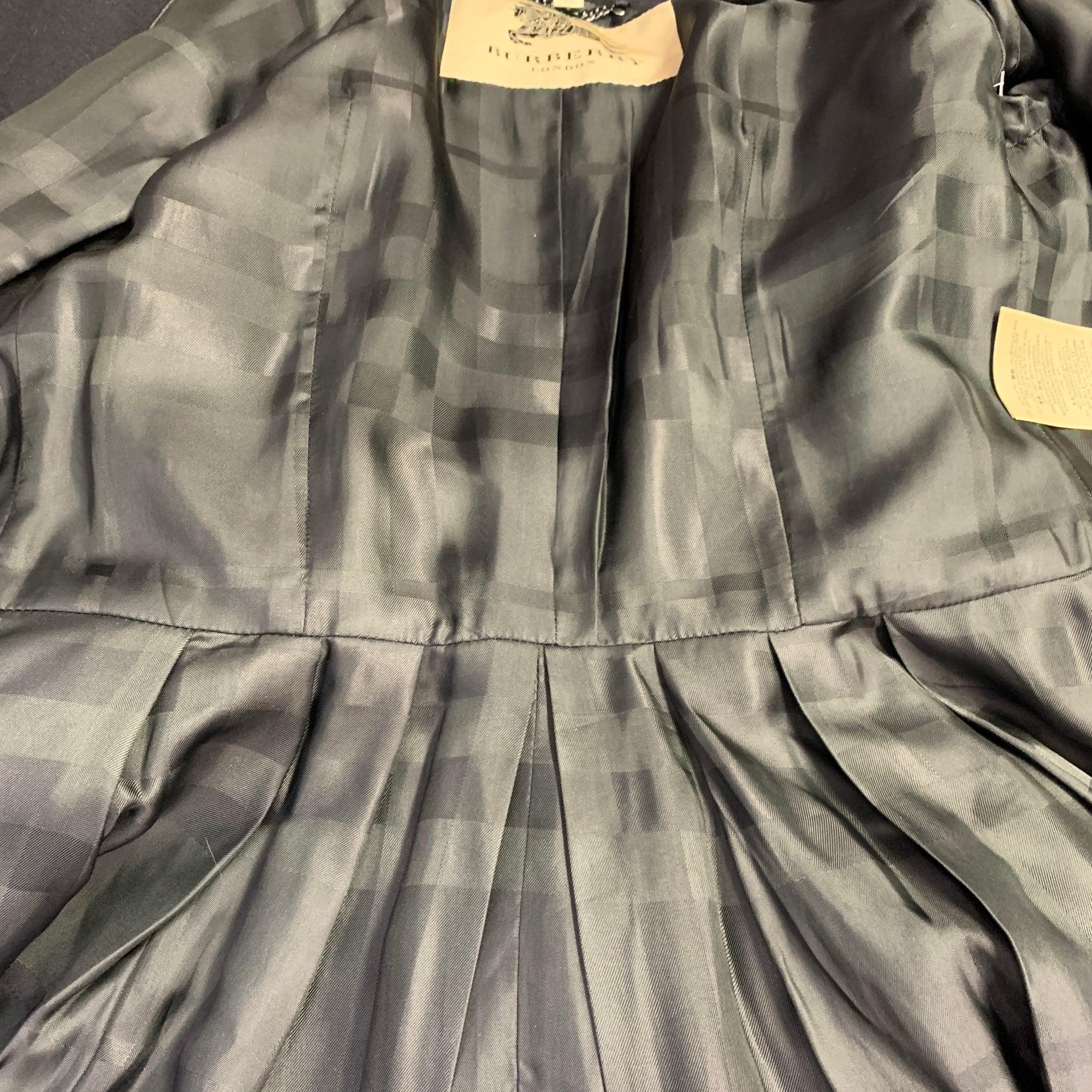 BURBERRY LONDON Size 10 Black Virgin Wool Cashmere A-Line Trench Coat For Sale 3