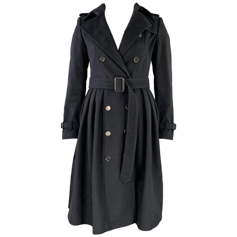 BURBERRY LONDON Größe 10 Schwarzer A-Linien-Trenchcoat aus