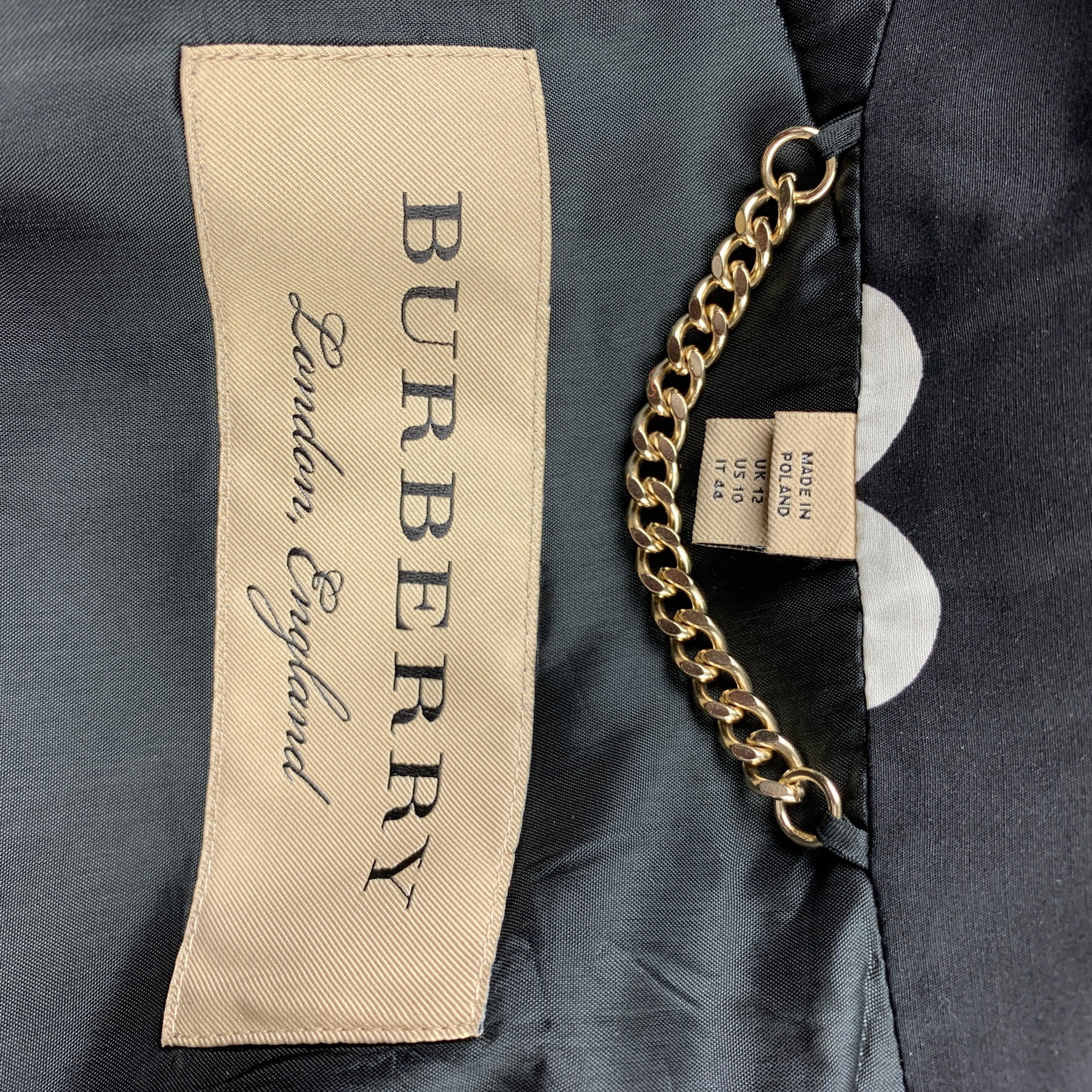 BURBERRY LONDON Size 10 Black & White Heart Print Silk / Wool Trench Coat In Good Condition In San Francisco, CA