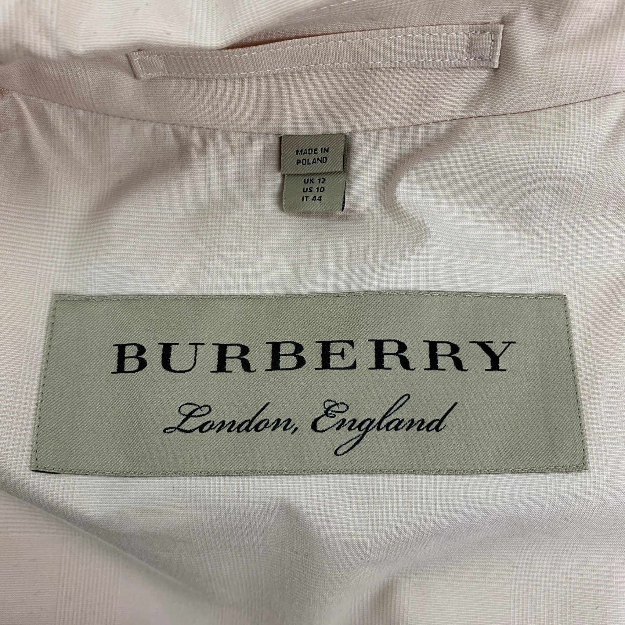 BURBERRY LONDON Size 10 Cream Peak Lapel Coat For Sale 2