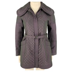 BURBERRY LONDON Size 12 Purple Polyester Quilted Zip & Snaps Coat