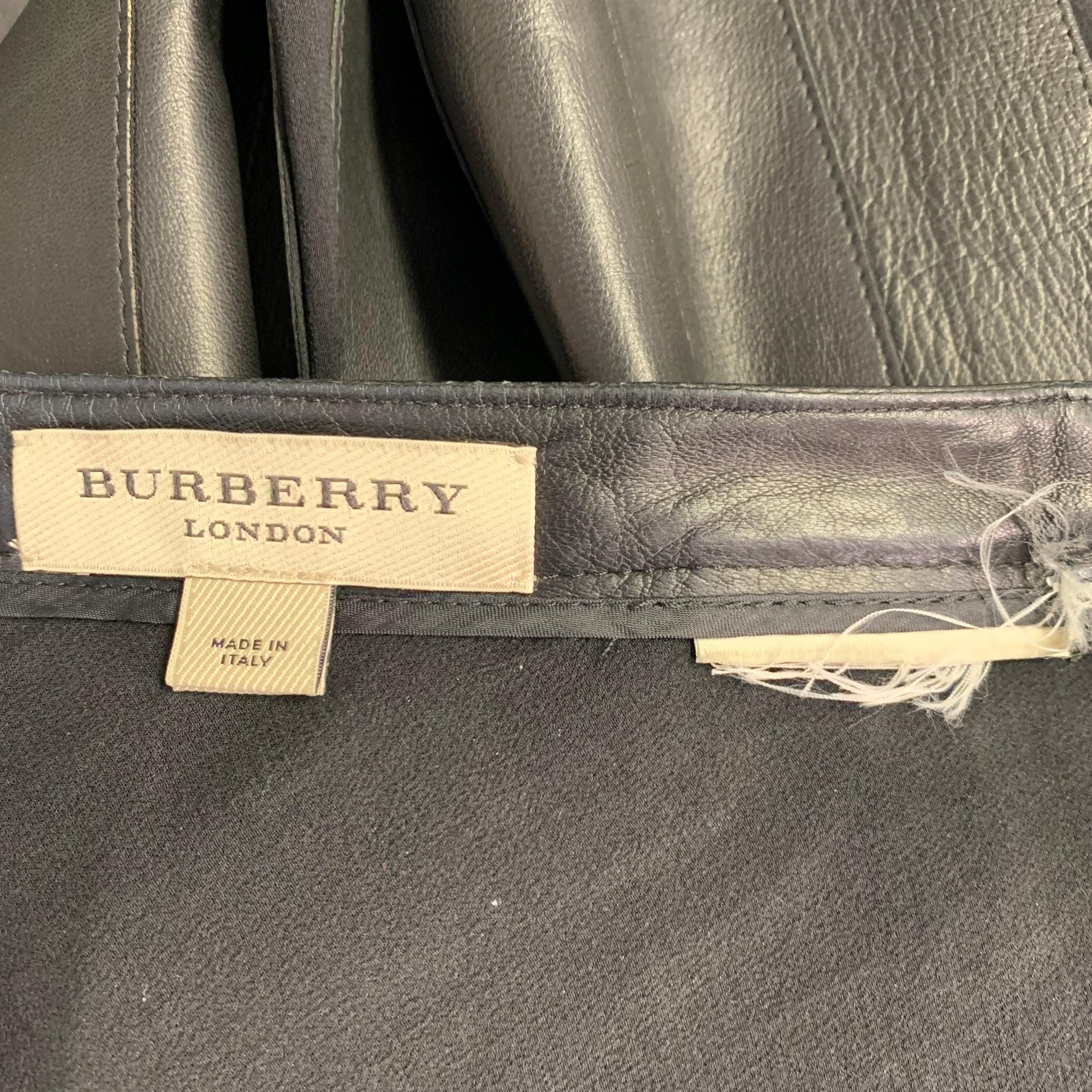 BURBERRY LONDON Size 2 Black Silk Pleated Midi Skirt In Good Condition For Sale In San Francisco, CA