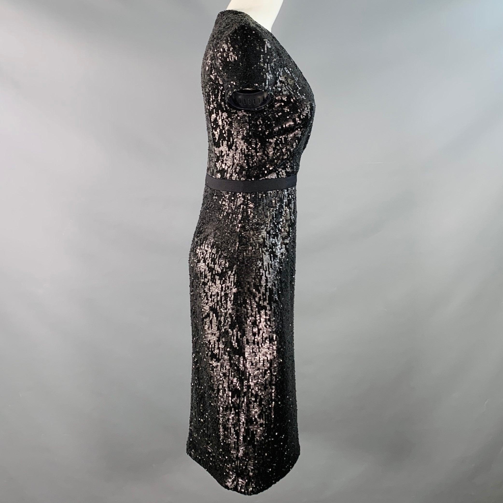 BURBERRY LONDON Größe 2 Schwarzes Cocktailkleid aus Viskosemischung mit Pailletten im Zustand „Hervorragend“ im Angebot in San Francisco, CA