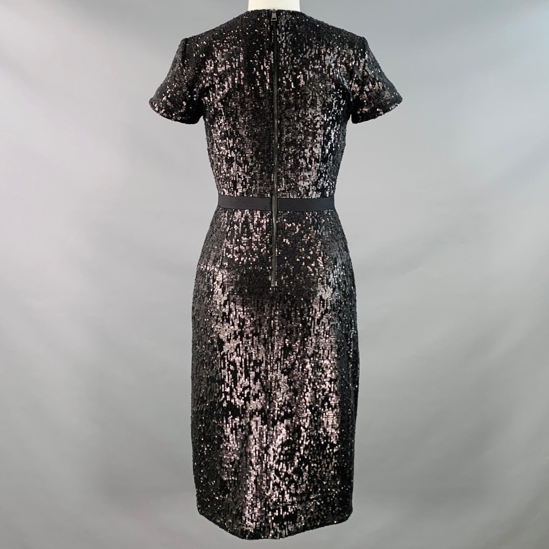 BURBERRY LONDON Größe 2 Schwarzes Cocktailkleid aus Viskosemischung mit Pailletten Damen im Angebot