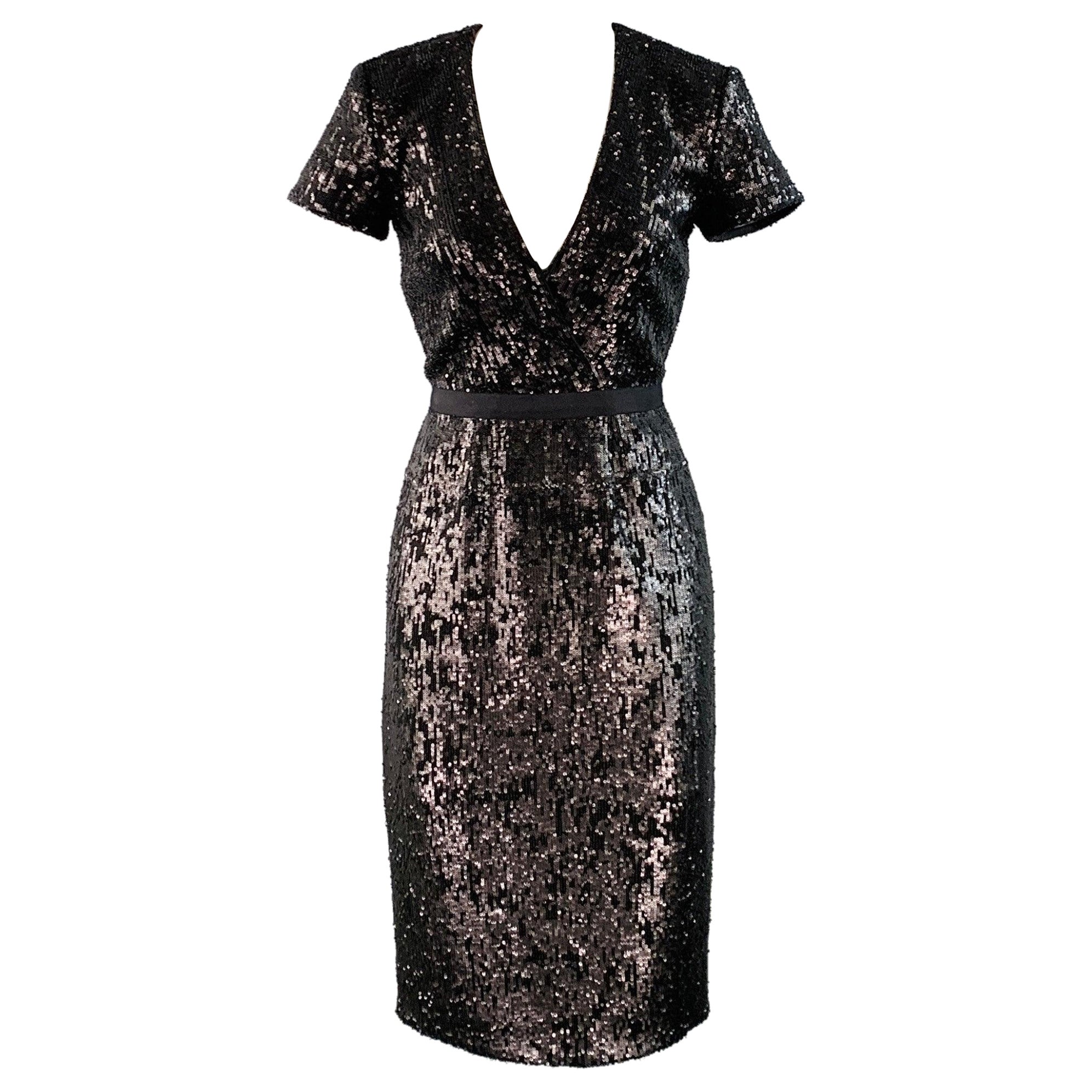 BURBERRY LONDON Größe 2 Schwarzes Cocktailkleid aus Viskosemischung mit Pailletten