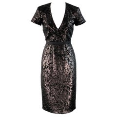 Burberry London Taglia 2 Vestito da cocktail in misto viscosa con paillettes nero