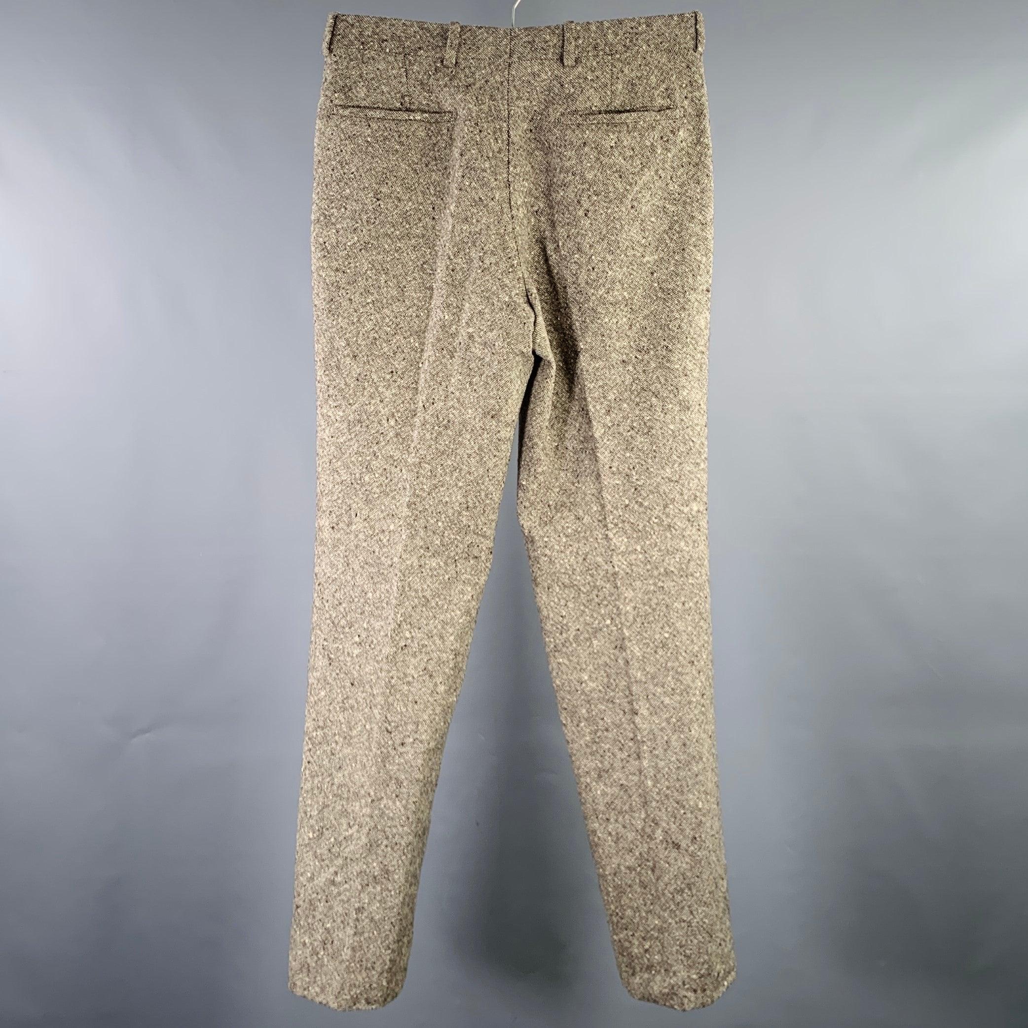 BURBERRY LONDON Size 30 Brown Beige Tweed Wool Flat Front Casual Pants In Good Condition In San Francisco, CA