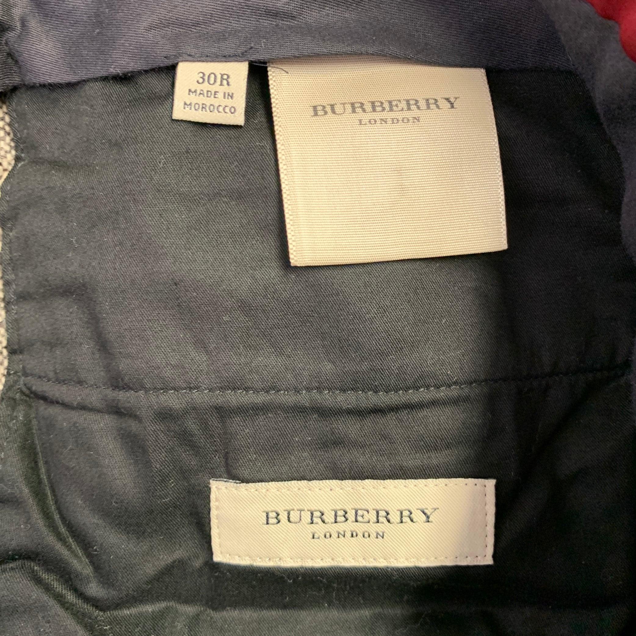 BURBERRY LONDON Size 30 Brown Beige Tweed Wool Flat Front Casual Pants 1