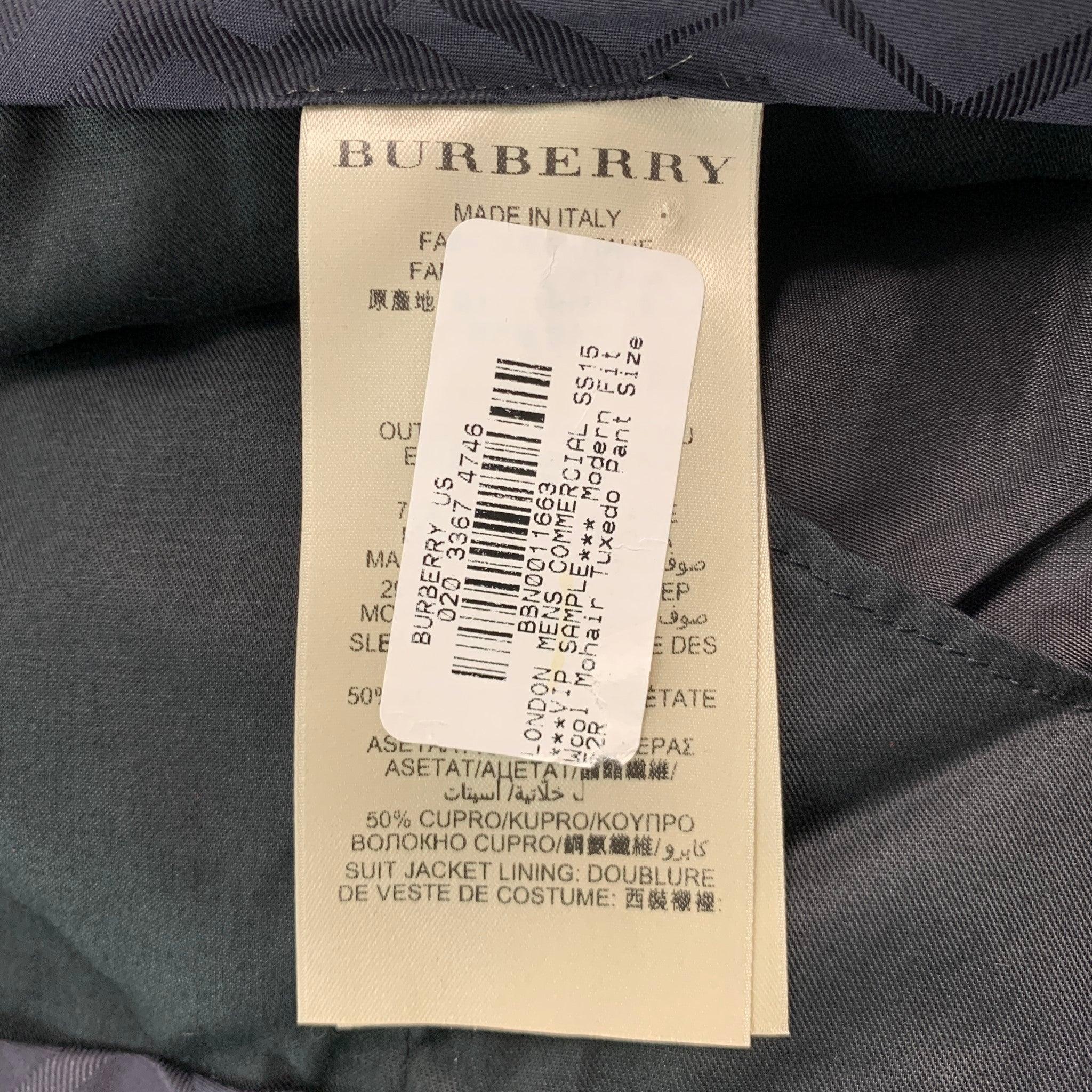 BURBERRY LONDON Size 34 Black Solid Cupro Cotton Tuxedo Dress Pants In Excellent Condition For Sale In San Francisco, CA