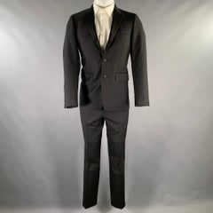 BURBERRY LONDON  Size 36 Black Solid Wool Mohair Notch Lapel 30 33 Tuxedo