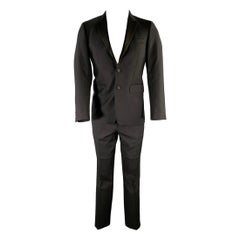 BURBERRY LONDON  Size 36 Black Solid Wool Mohair Notch Lapel 30 33 Tuxedo