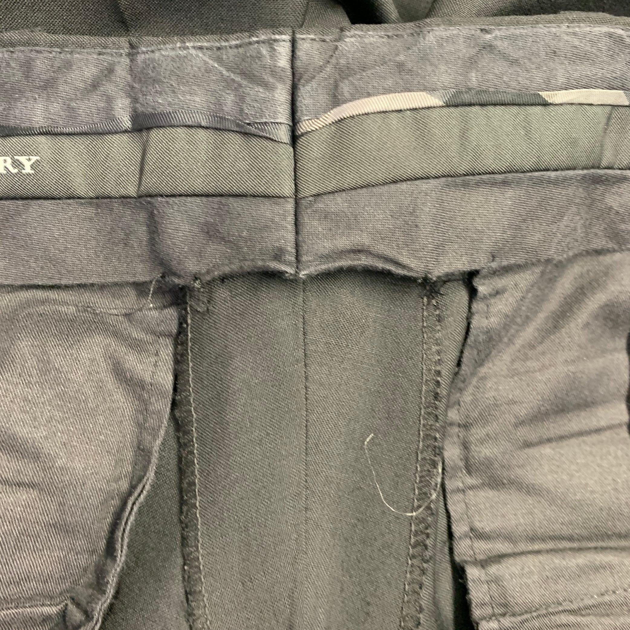 BURBERRY LONDON Size 36 Black Virgin Wool Flat Front Dress Pants 2