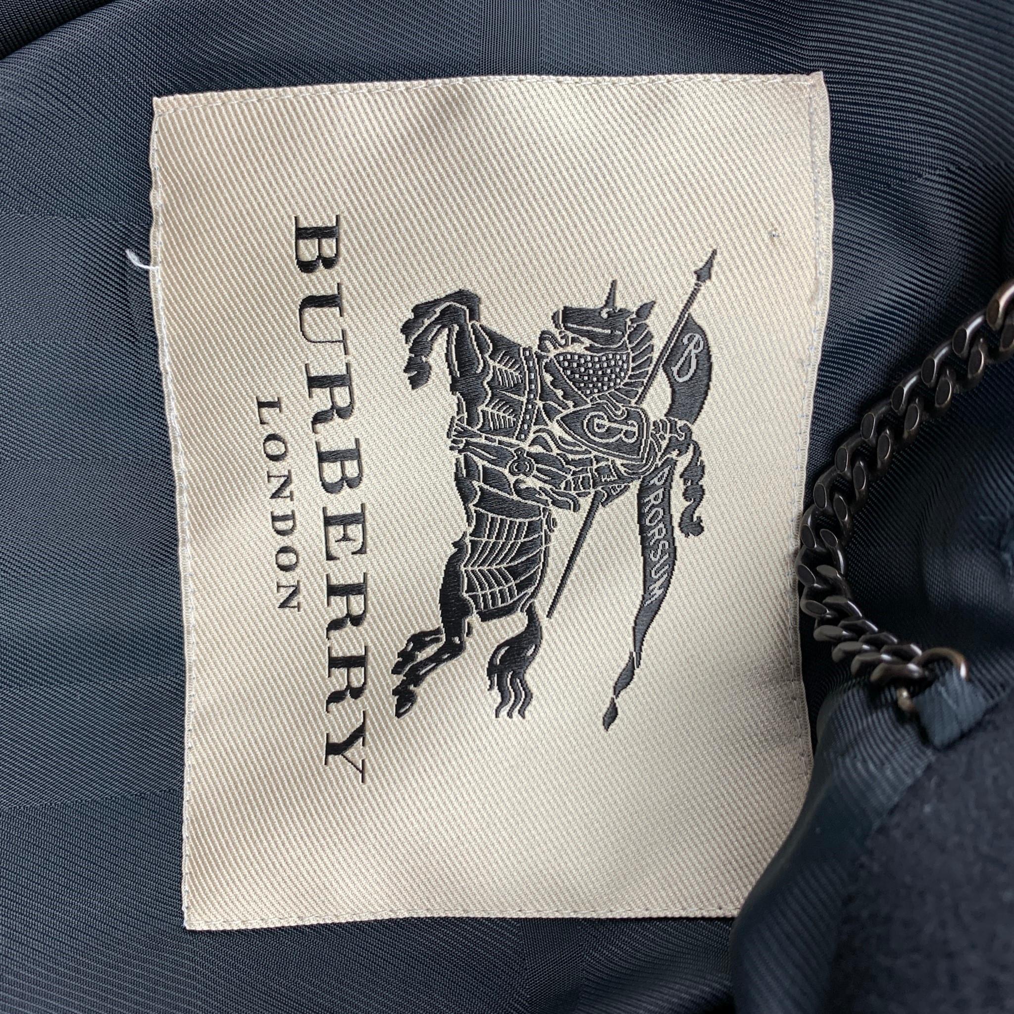 BURBERRY LONDON Size 36 Black Wool Double Breasted Peacoat In Good Condition In San Francisco, CA